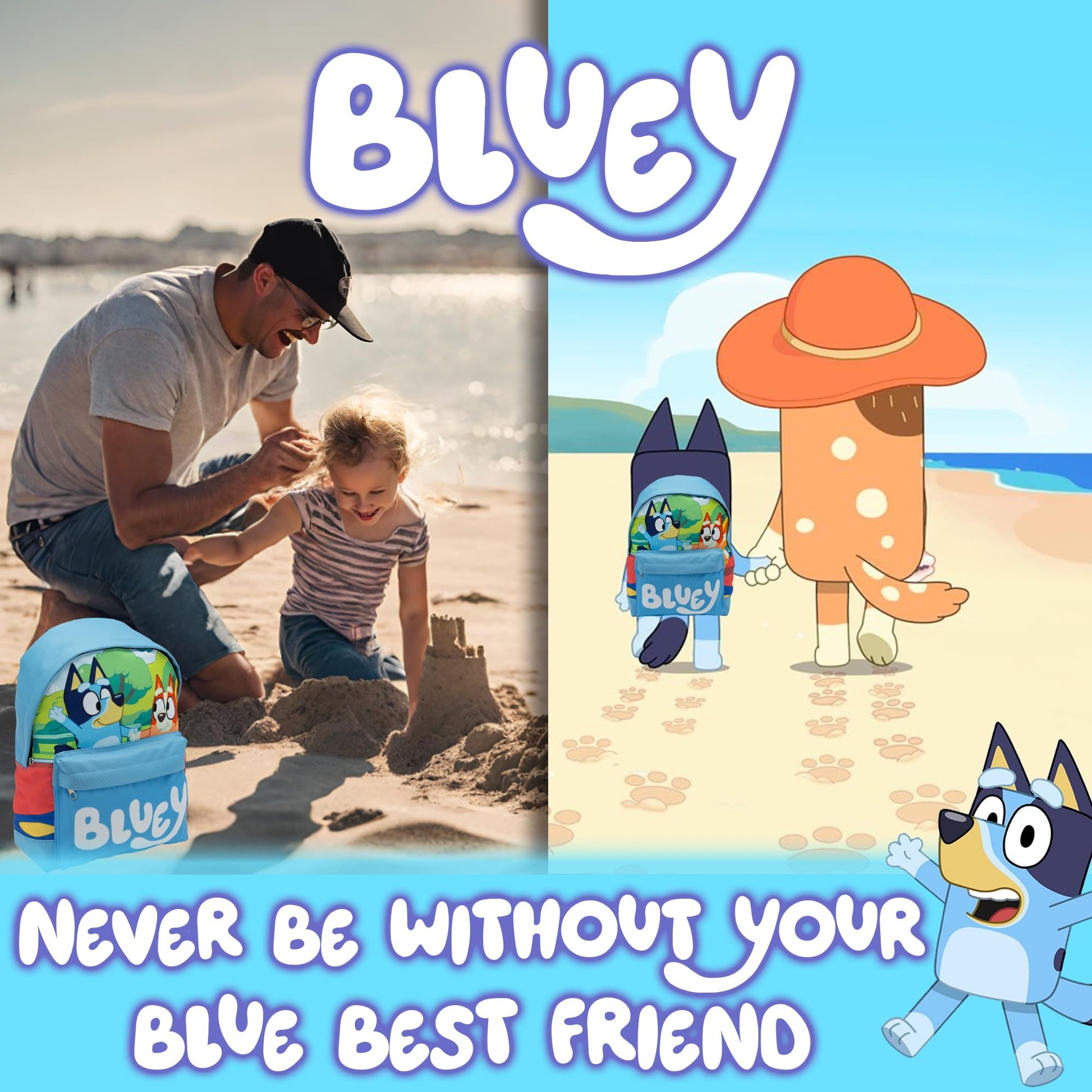 Bluey & Bingo Backpack Kids School Bag With Front Pocket Childrens Boys & Girls Nursery Rucksack - My Little Legends