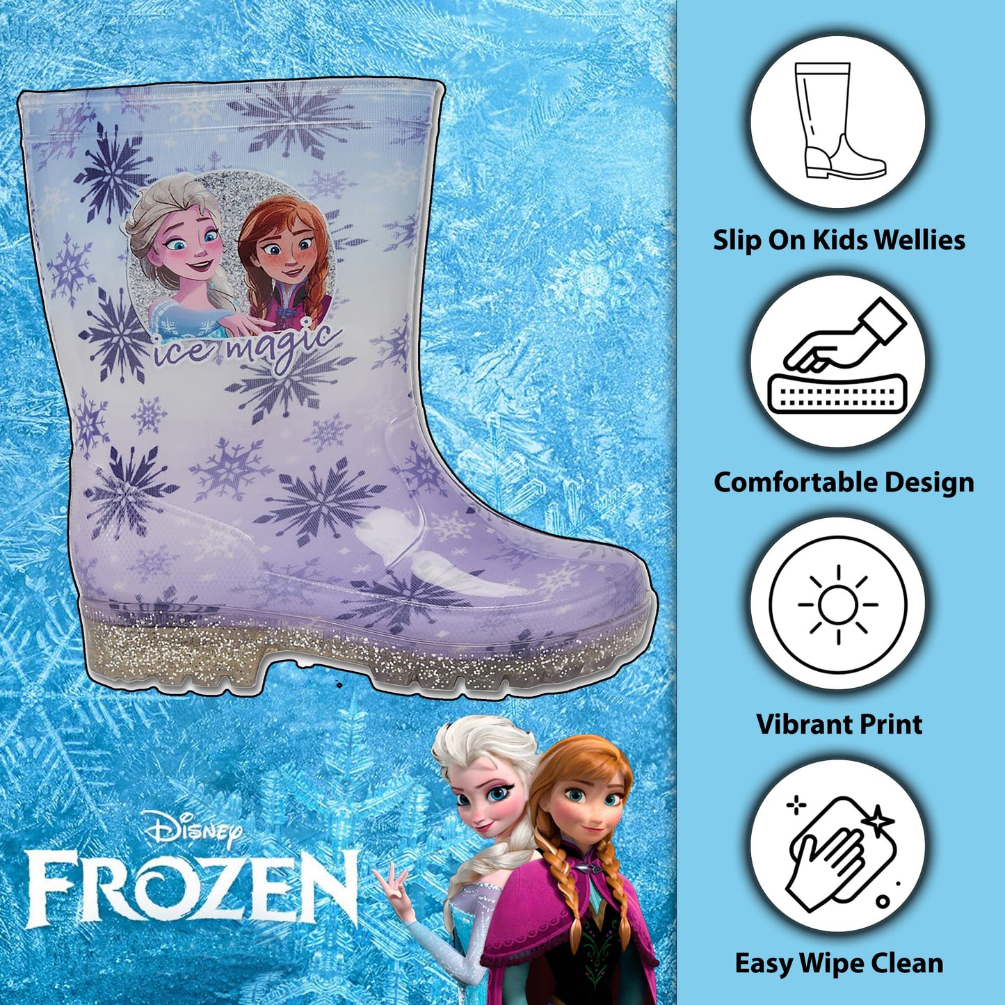 Disney Frozen Girls Wellies Elsa & Anna Kids Welly Childrens Wellington Boots - My Little Legends