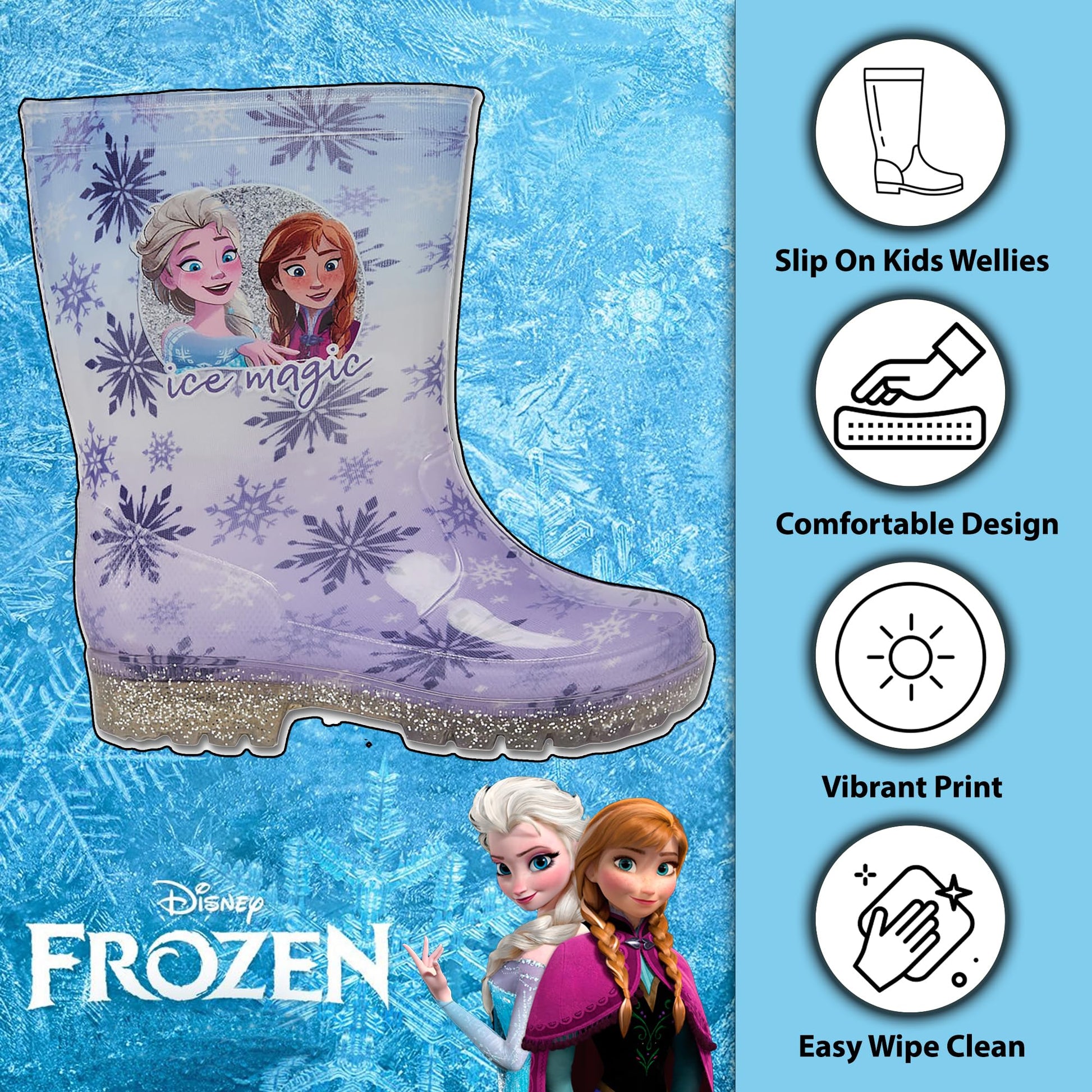 Disney Frozen Girls Wellies Elsa & Anna Kids Welly Childrens Wellington Boots - My Little Legends