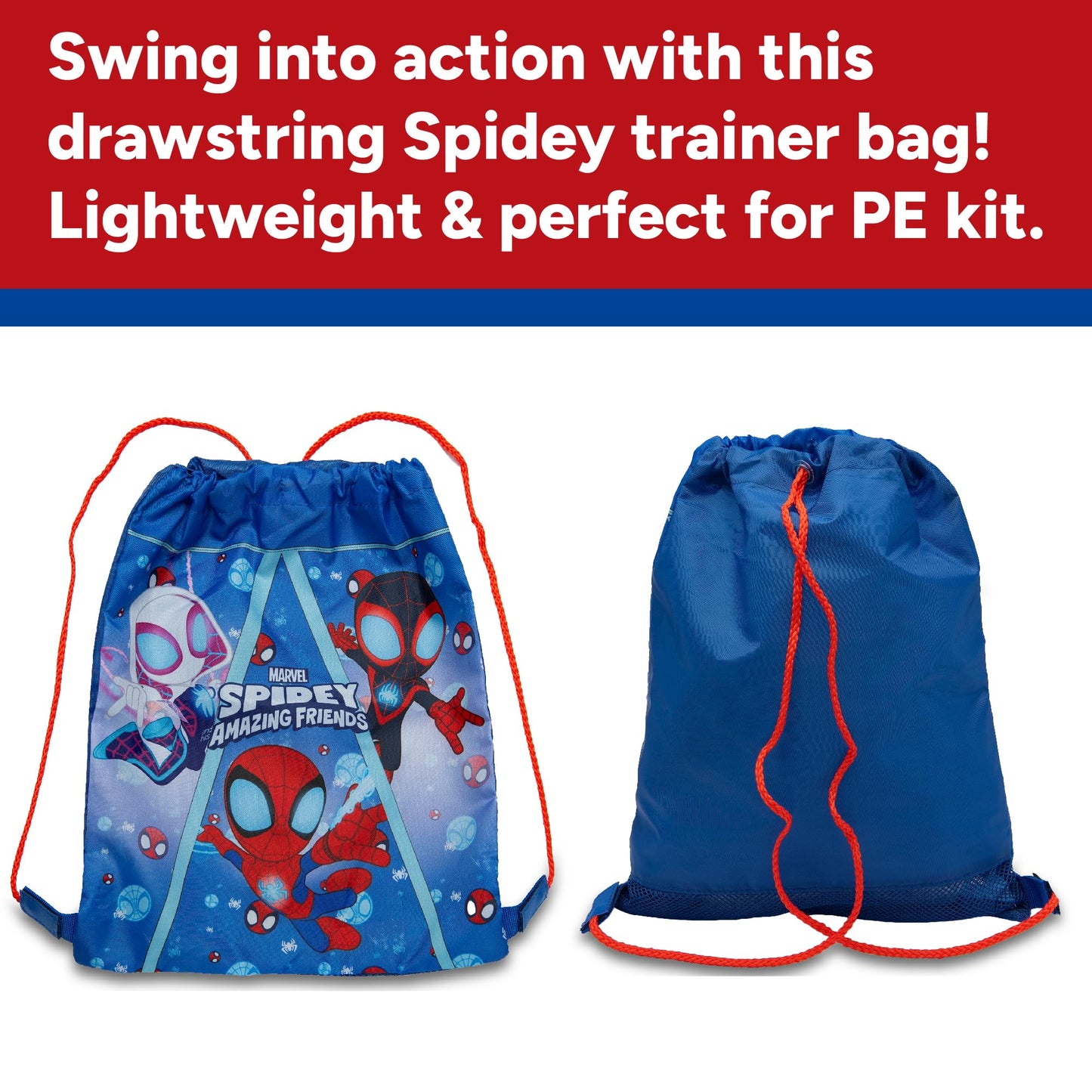 Marvel Spidey And His Amazing Friends Drawstring Bag Kids Spiderman PE Kit Gym Swim Bag School Trainer Childrens Travel - My Little Legends