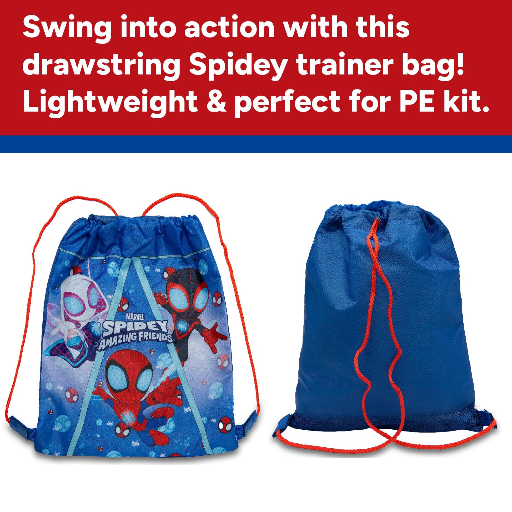 Marvel Spidey And His Amazing Friends Drawstring Bag Kids Spiderman PE Kit Gym Swim Bag School Trainer Childrens Travel - My Little Legends