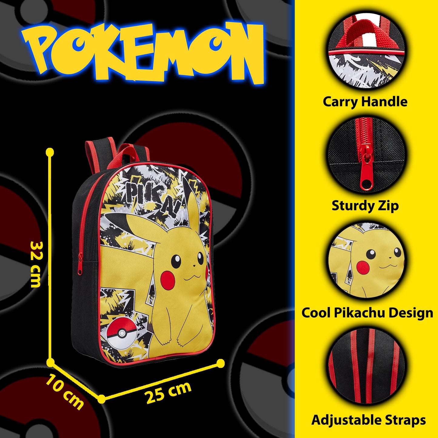 Pokemon Backpack Kids School Bag Boys Girls Nursery Rucksack Pikachu Graffiti - My Little Legends