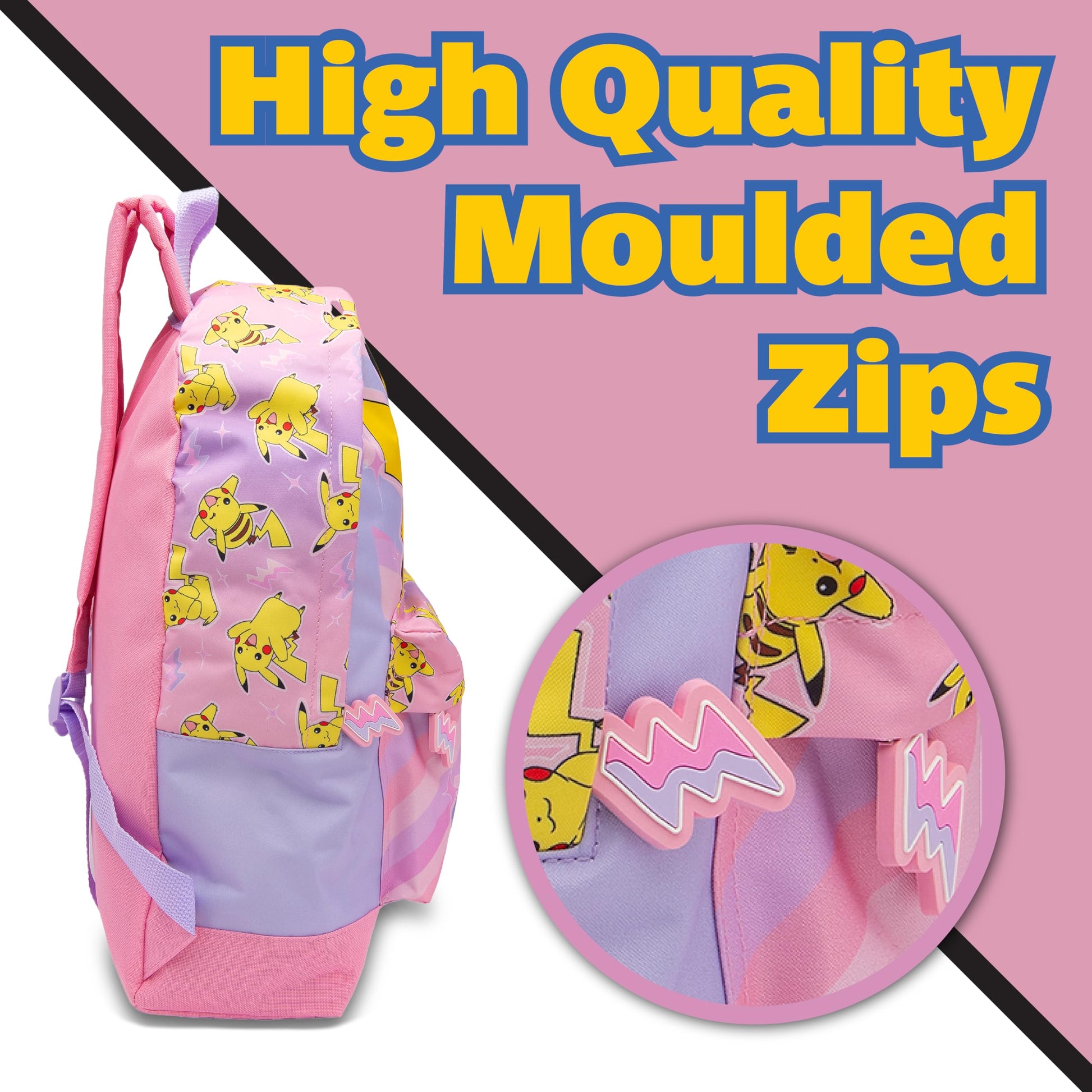 Pokemon Backpack Kids School Bag Childrens Rucksack Girls Pikachu Print Pink - My Little Legends