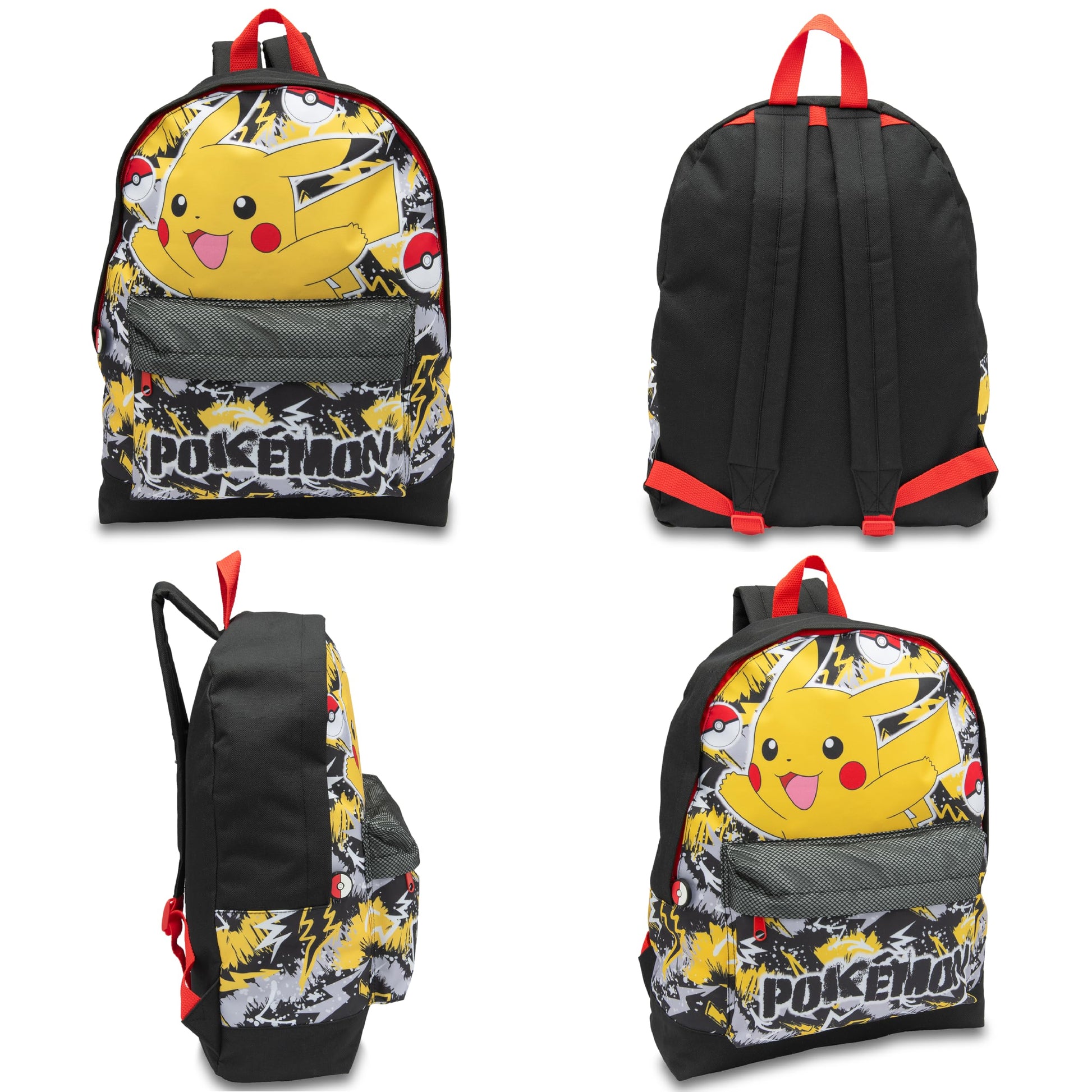 Pokemon Backpack Kids School Bag Childrens Rucksack Girls & Boys Pikachu Print Black - My Little Legends