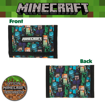 Minecraft Boys Wallet for Kids with Card Slots & Zip Coin Pocket Creeper Gamer Accessories Gaming Gift - My Little Legends