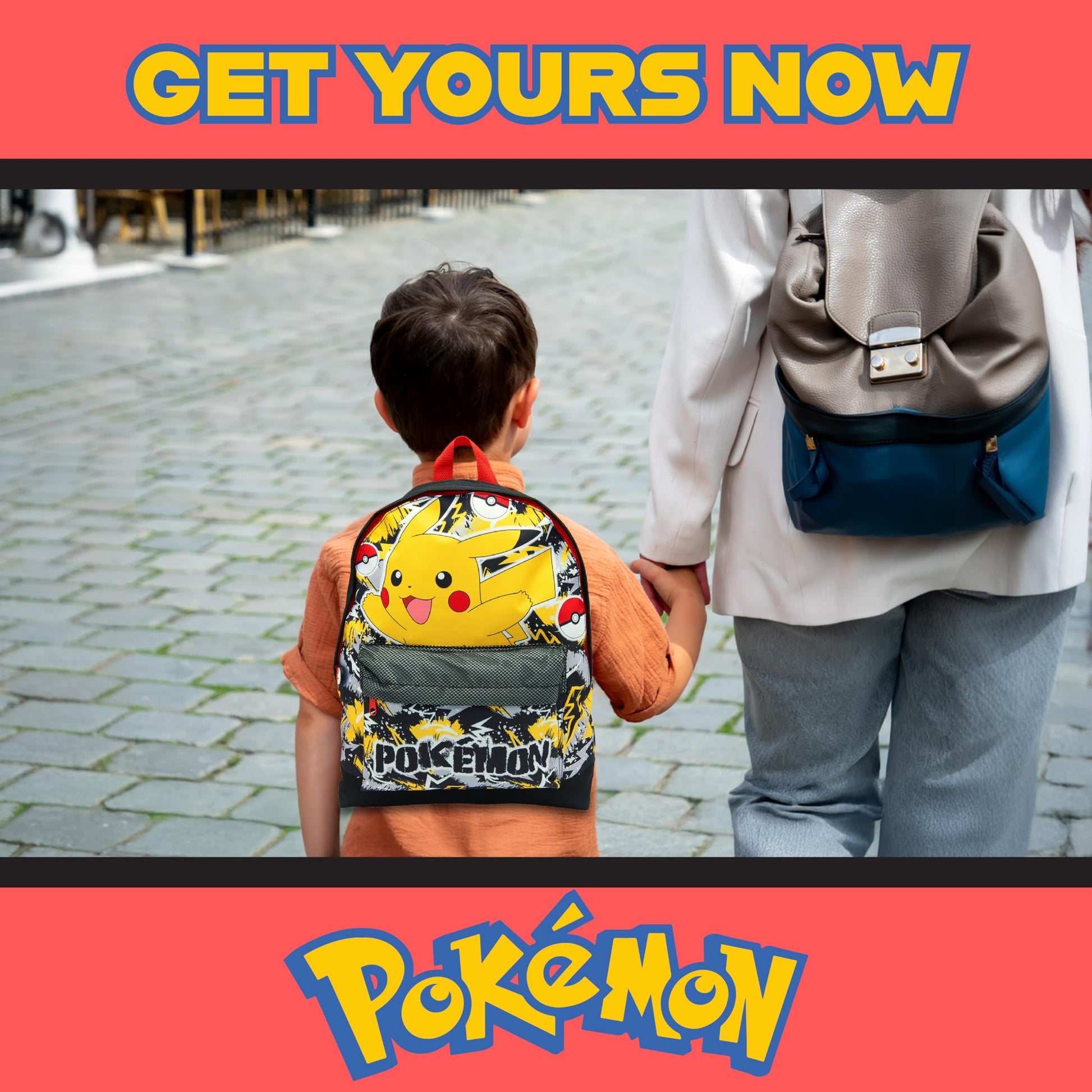 Pokemon Backpack Kids School Bag Childrens Rucksack Girls & Boys Pikachu Print Black - My Little Legends