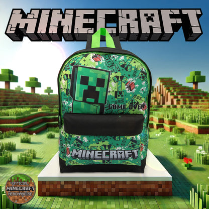 Minecraft Kids Backpack Childrens School Bag with Creeper & TNT Design Print Boys Gamer Rucksack - My Little Legends