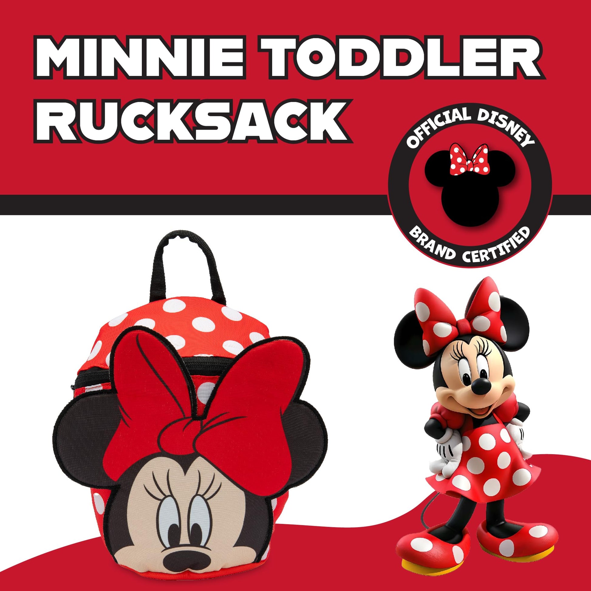 Disney Toddler Backpack with Reins, Minnie Mouse Backpack Reins for Kids, Child Harness Toddler Reins 1-3 Years - Red - My Little Legends