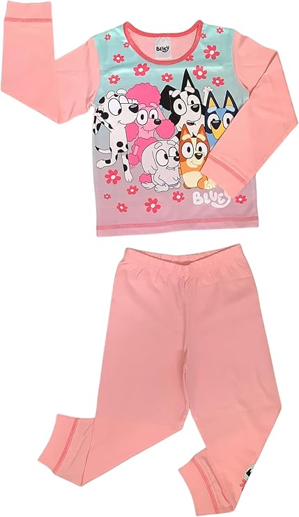 Bluey, Girls 2 Piece Pyjamas Set featuring, Bingo, Chloe, Mackenzie, Lila and Coco, Pink, Age 18 Months - 5 Years - My Little Legends