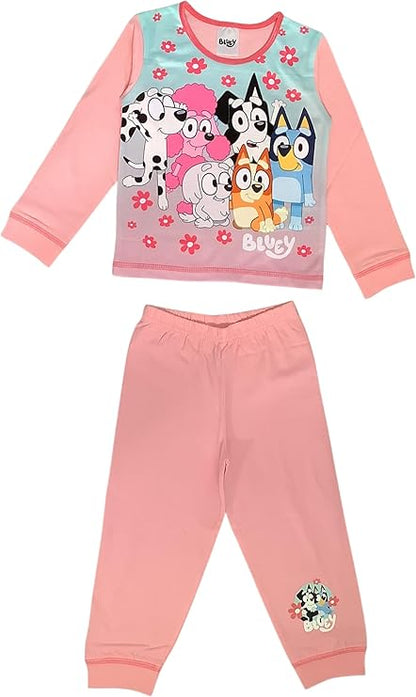 Bluey, Girls 2 Piece Pyjamas Set featuring, Bingo, Chloe, Mackenzie, Lila and Coco, Pink, Age 18 Months - 5 Years - My Little Legends