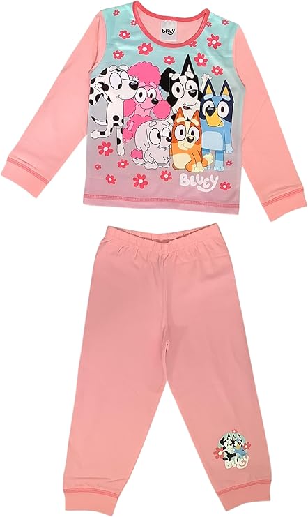 Bluey, Girls 2 Piece Pyjamas Set featuring, Bingo, Chloe, Mackenzie, Lila and Coco, Pink, Age 18 Months - 5 Years - My Little Legends