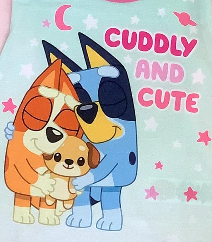 Bluey, Girls 2 Piece Pyjamas Set 'Cuddly and Cute', Pink/Blue, Age 18 Months - 5 Years - My Little Legends