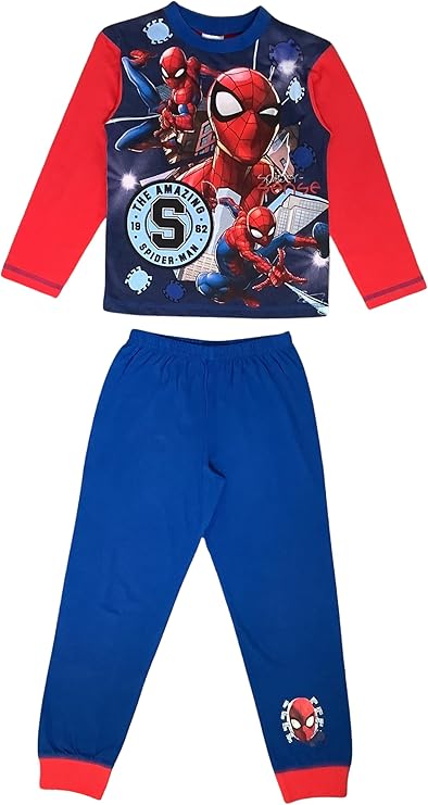 Marvel Spider-Man Boys The Amazing Spider-Man Pyjamas Character Nightwear, Blue/Red, Age 4-10 Years - My Little Legends
