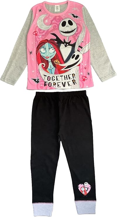 The Nightmare Before Christmas Girls Pyjamas Together Forever, 2 Piece Nightwear Set, Multicoloured Age 5-12 Years - My Little Legends