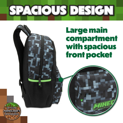 Minecraft Kids Backpack Childrens School Bag Boys Rucksack With Sad Creeper Face - My Little Legends