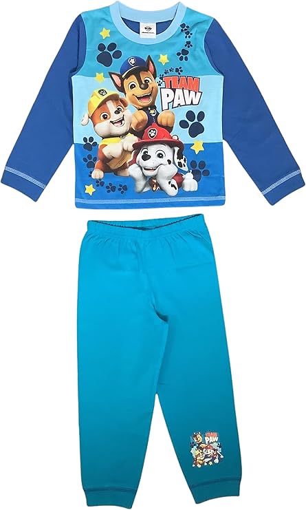 Paw Patrol Boys Pyjamas, 2 Piece Set featuring Chase, Marshall & Rubble, Blue Age 18 Months - 5 Years - My Little Legends