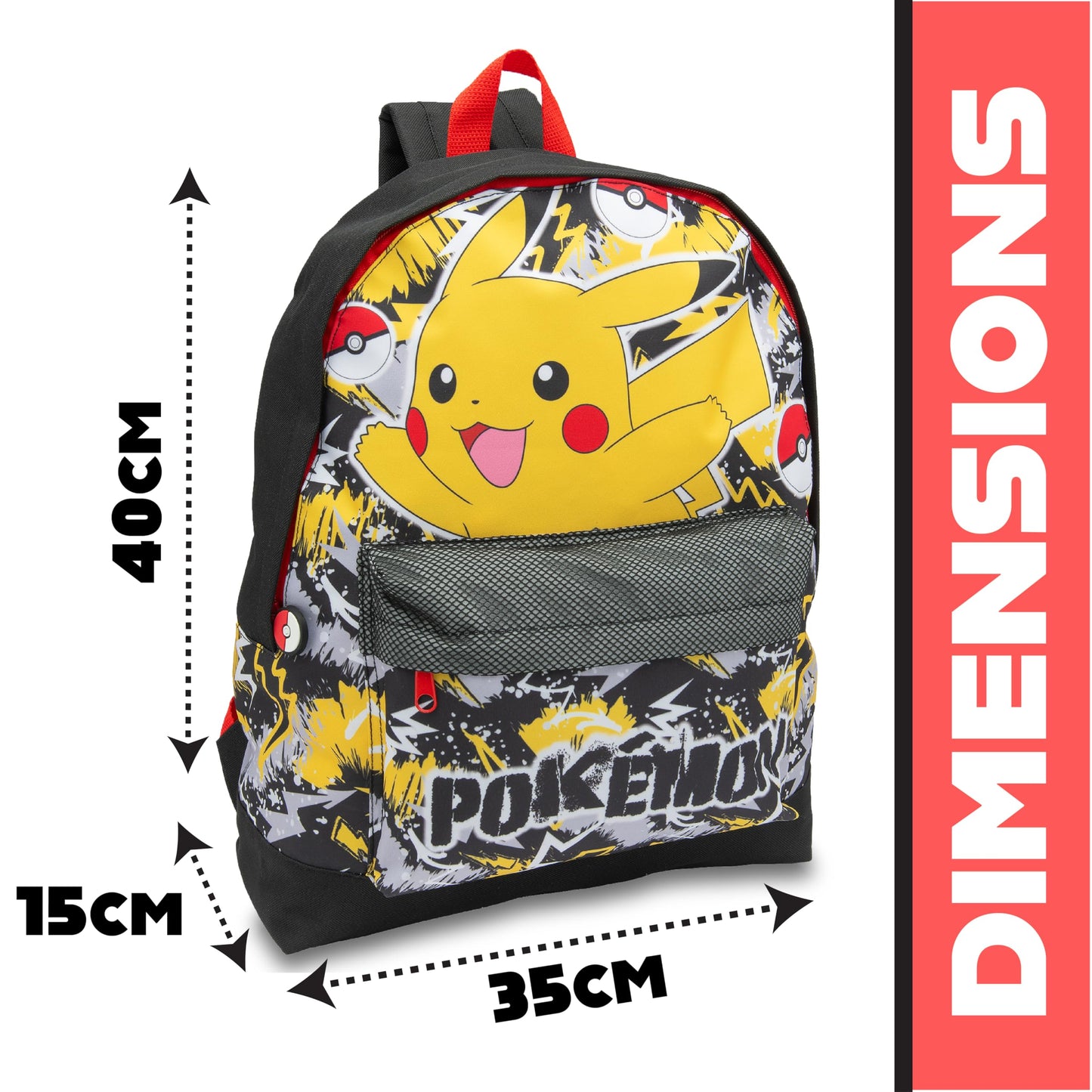 Pokemon Backpack Kids School Bag Childrens Rucksack Girls & Boys Pikachu Print Black - My Little Legends