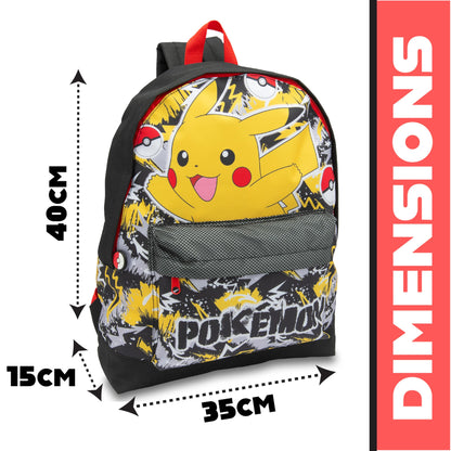 Pokemon Backpack Kids School Bag Childrens Rucksack Girls & Boys Pikachu Print Black - My Little Legends