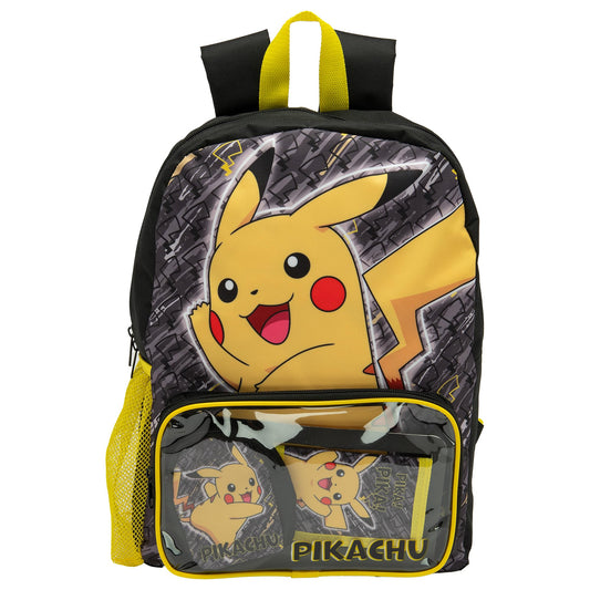 Pokemon Backpack Kids School Bag Boys Girls Teens Rucksack Pikachu Pokeball Includes Wallet & Card Pouch - My Little Legends