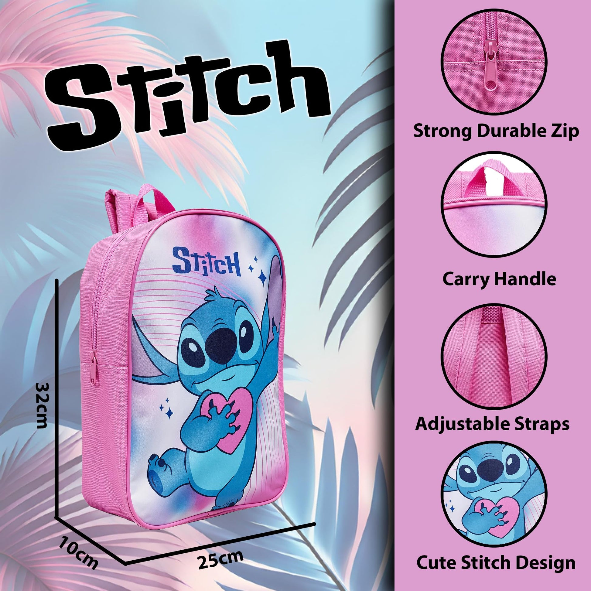 Stitch Tie Dye Backpack Backpacks Pink One Size - My Little Legends
