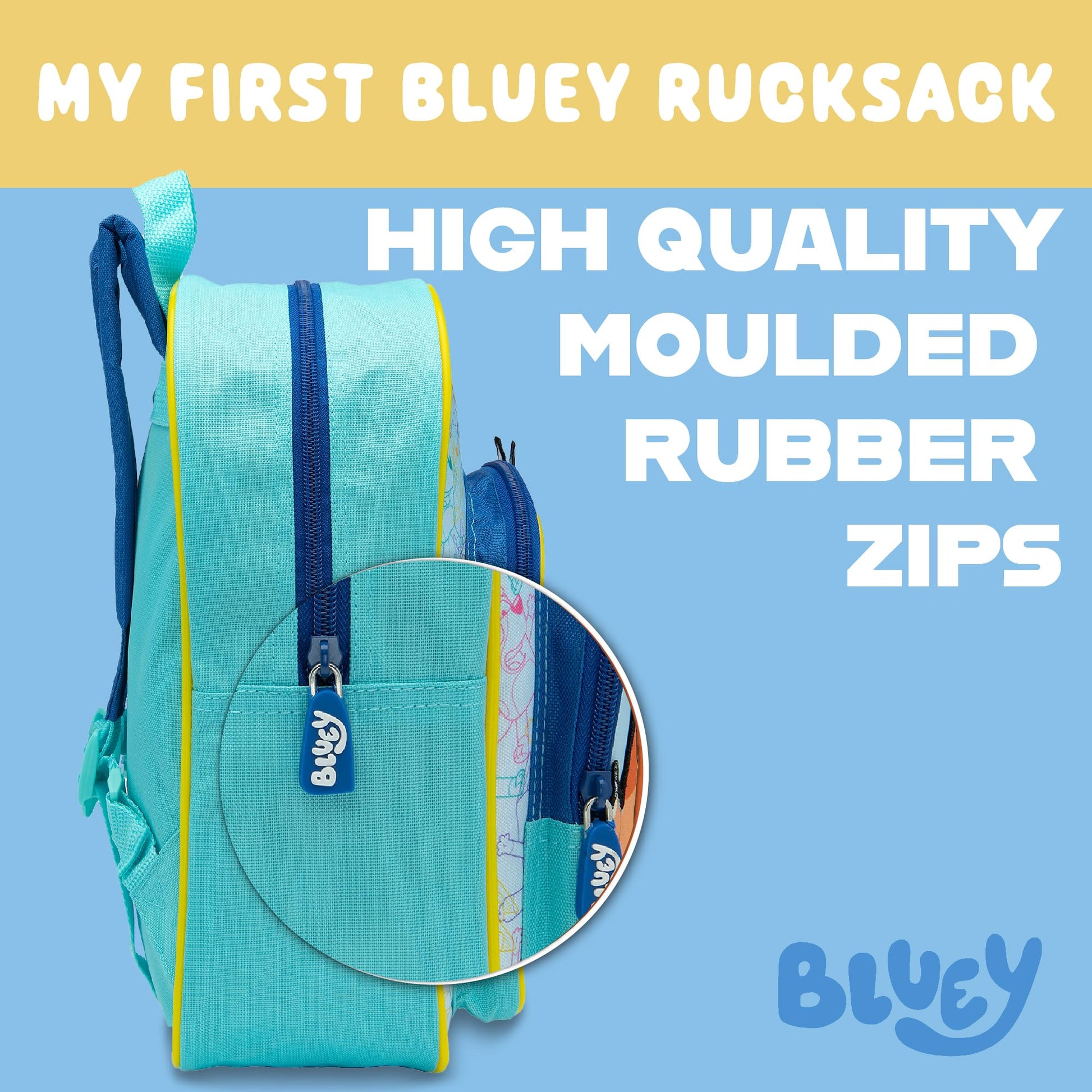 Bluey Kids Backpack Preschool Childrens Bag Boys & Girls Nursery Rucksack With Large Front Pocket - Blue - My Little Legends
