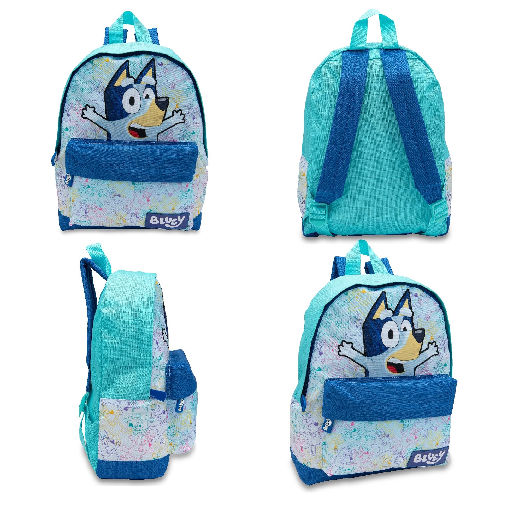 Bluey Kids Backpack Preschool Childrens Bag Boys & Girls Nursery Rucksack With Front Pocket - Blue - My Little Legends
