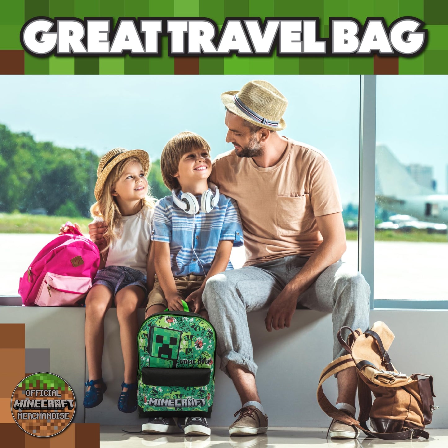 Minecraft Kids Backpack Childrens School Bag with Creeper & TNT Design Print Boys Gamer Rucksack - My Little Legends