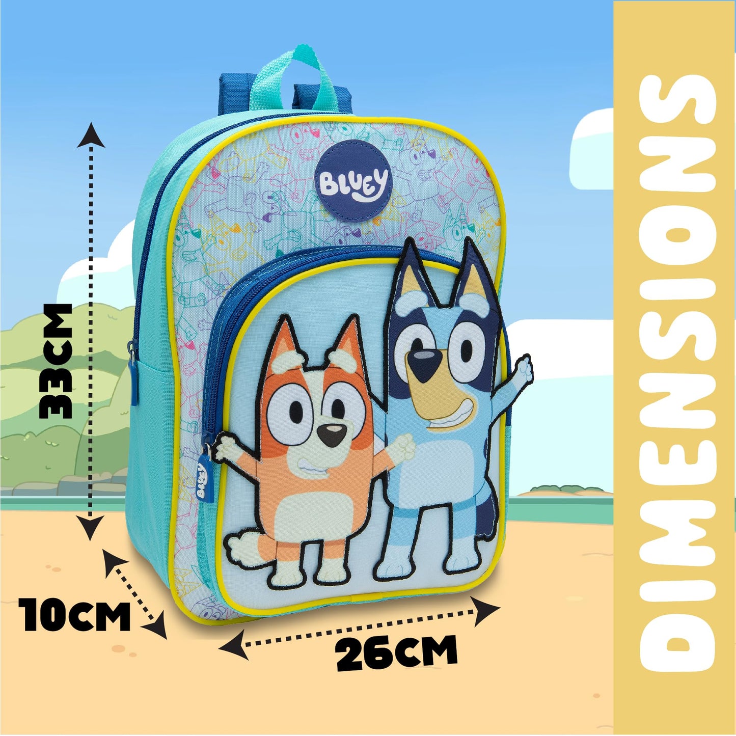 Bluey Kids Backpack Preschool Childrens Bag Boys & Girls Nursery Rucksack With Large Front Pocket - Blue - My Little Legends