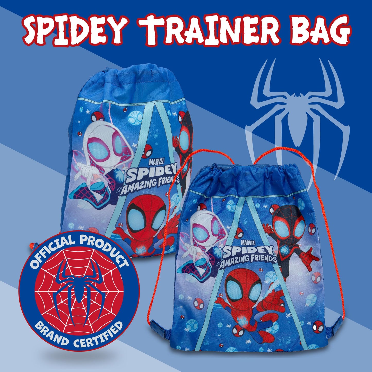 Marvel Spidey And His Amazing Friends Drawstring Bag Kids Spiderman PE Kit Gym Swim Bag School Trainer Childrens Travel - My Little Legends