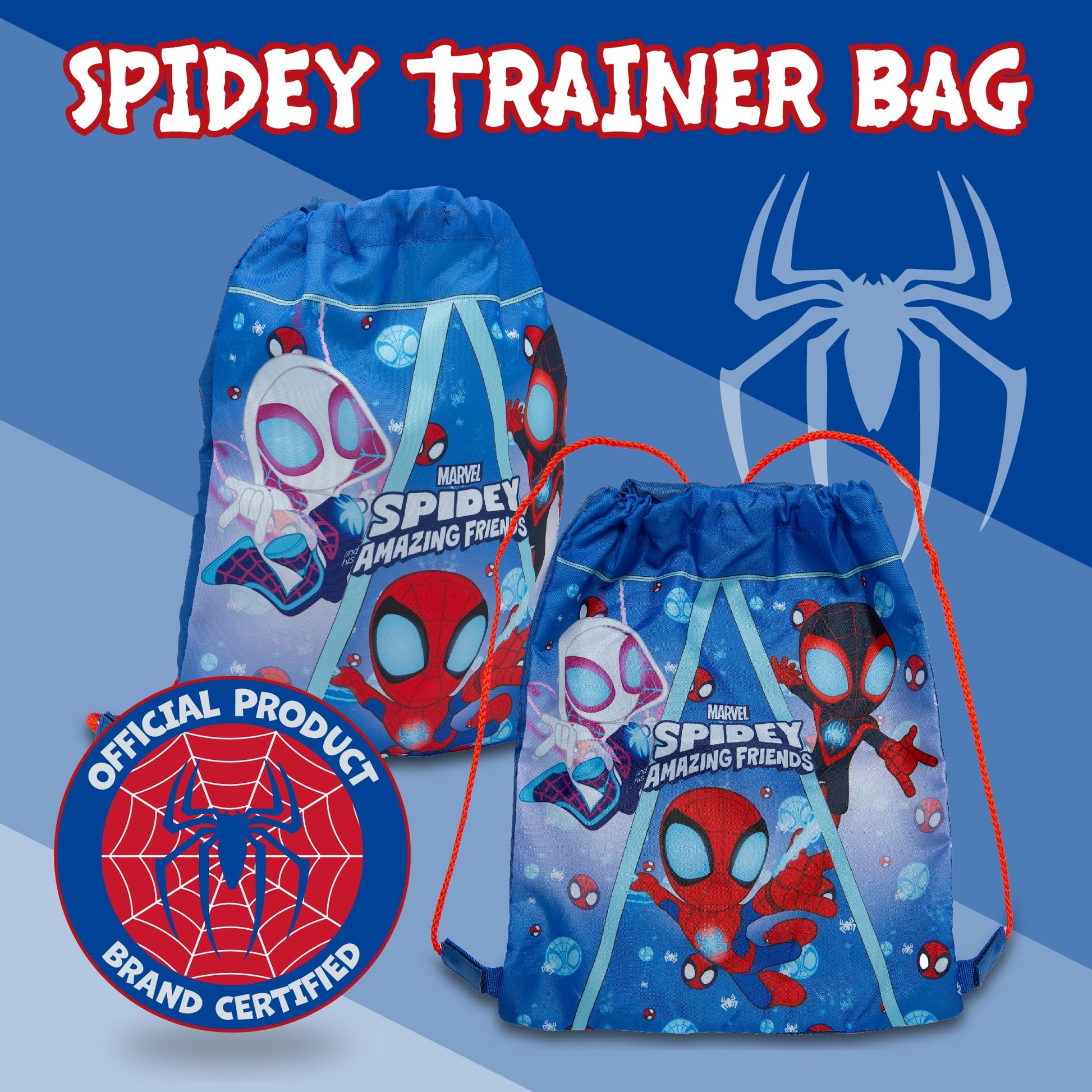 Marvel Spidey And His Amazing Friends Drawstring Bag Kids Spiderman PE Kit Gym Swim Bag School Trainer Childrens Travel - My Little Legends