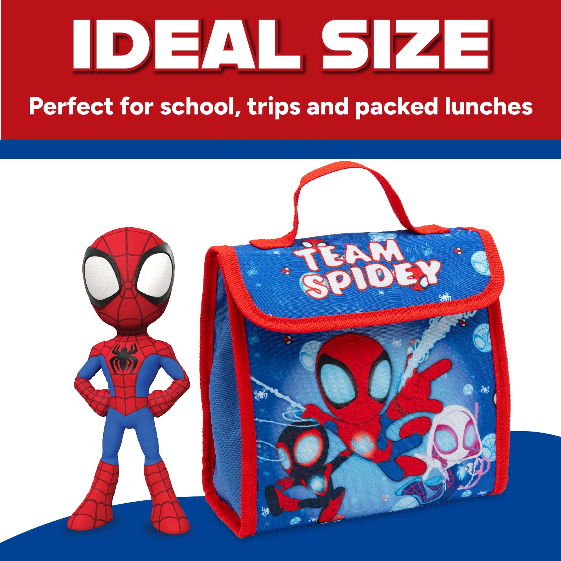 Marvel Spidey and His Amazing Friends Kids Lunch Bag Spiderman Boys Childrens Thermal Insulated School Nursery Lunchbag - My Little Legends