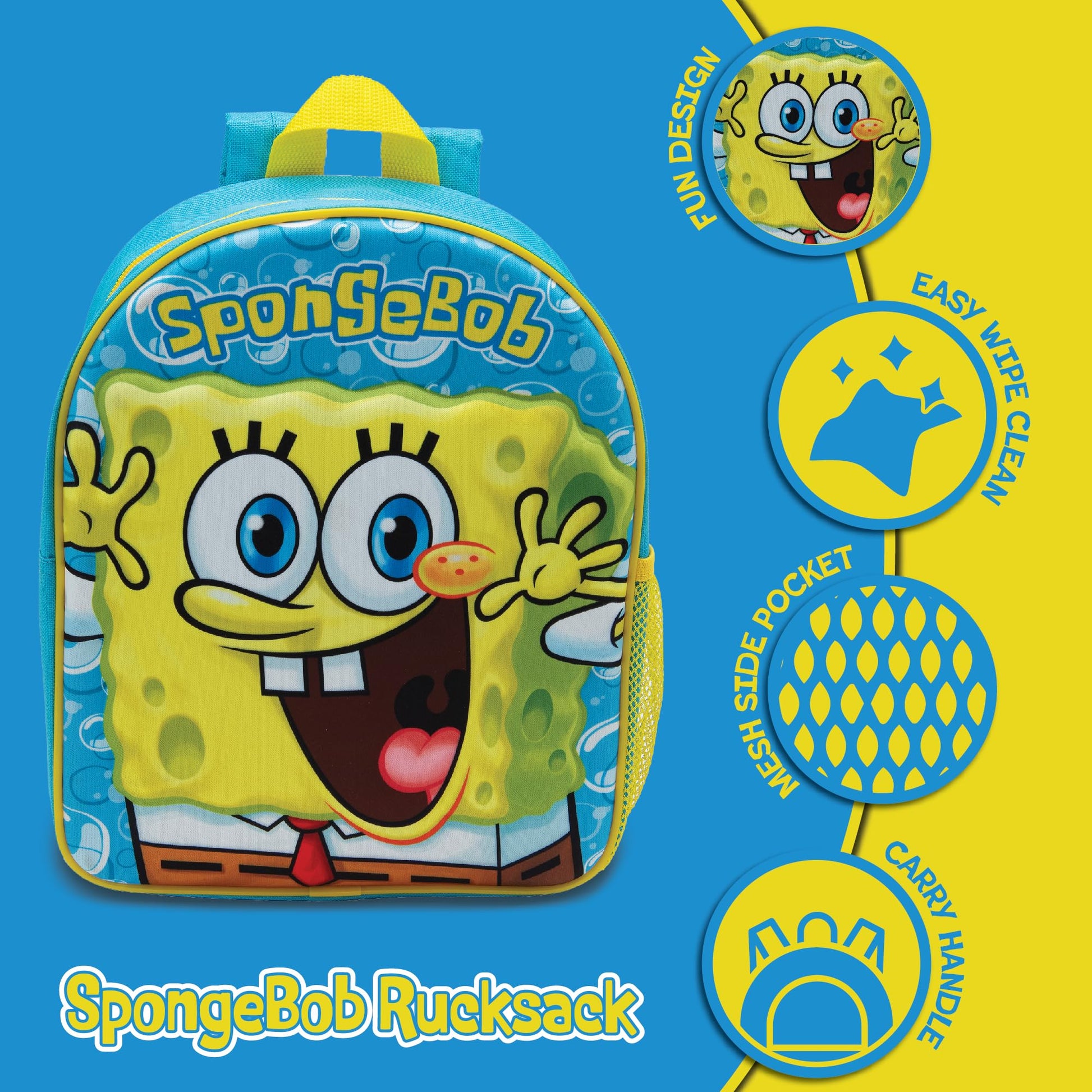 SPONGEBOB SQUAREPANTS Childrens 3D Backpack Kids School Bag Travel Lunch Rucksack - My Little Legends