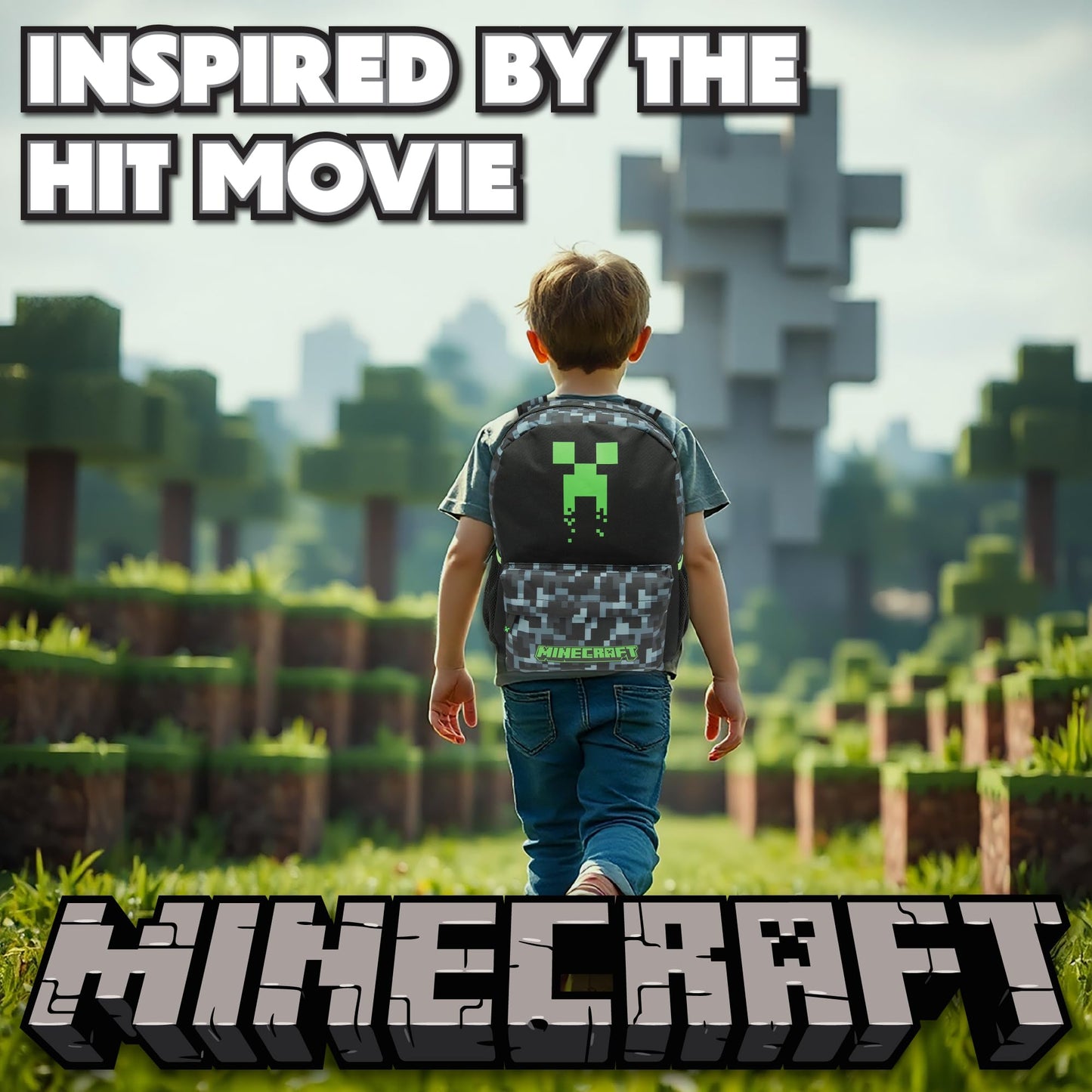 Minecraft Kids Backpack Childrens School Bag Boys Rucksack With Sad Creeper Face - My Little Legends