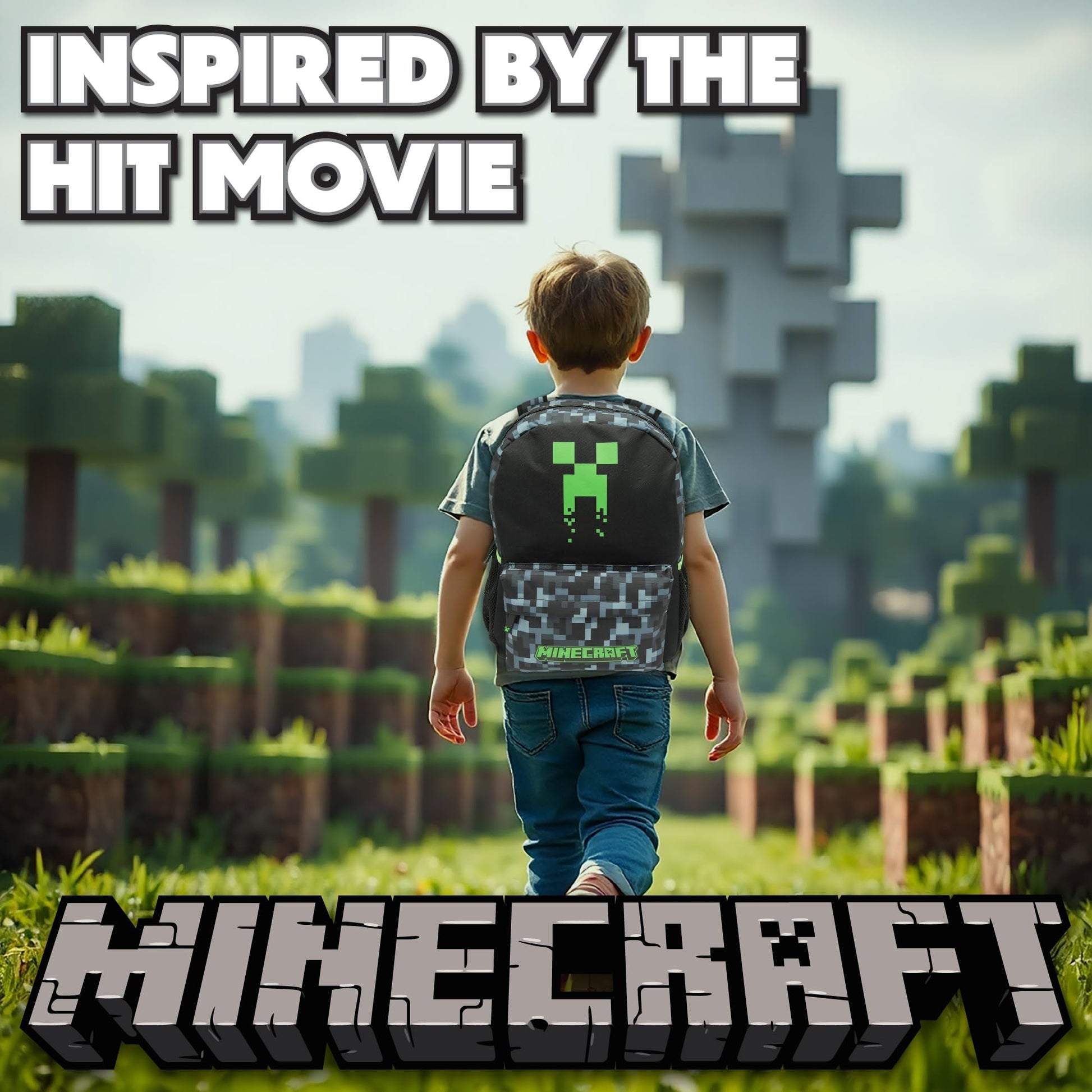 Minecraft Kids Backpack Childrens School Bag Boys Rucksack With Sad Creeper Face - My Little Legends
