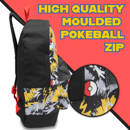 Pokemon Backpack Kids School Bag Childrens Rucksack Girls & Boys Pikachu Print Black - My Little Legends