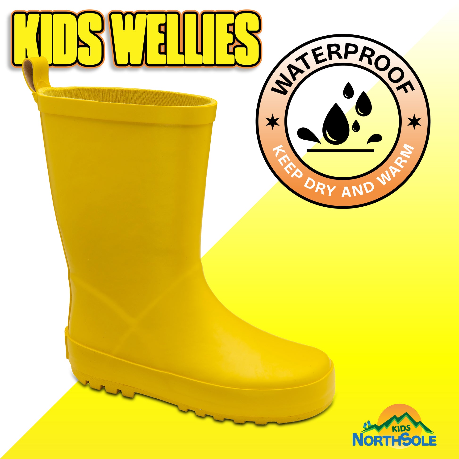 NorthSole Kids Wellies Boys & Girls Rubber Wellington Boots Childrens Welly Sizes 9-2 - My Little Legends