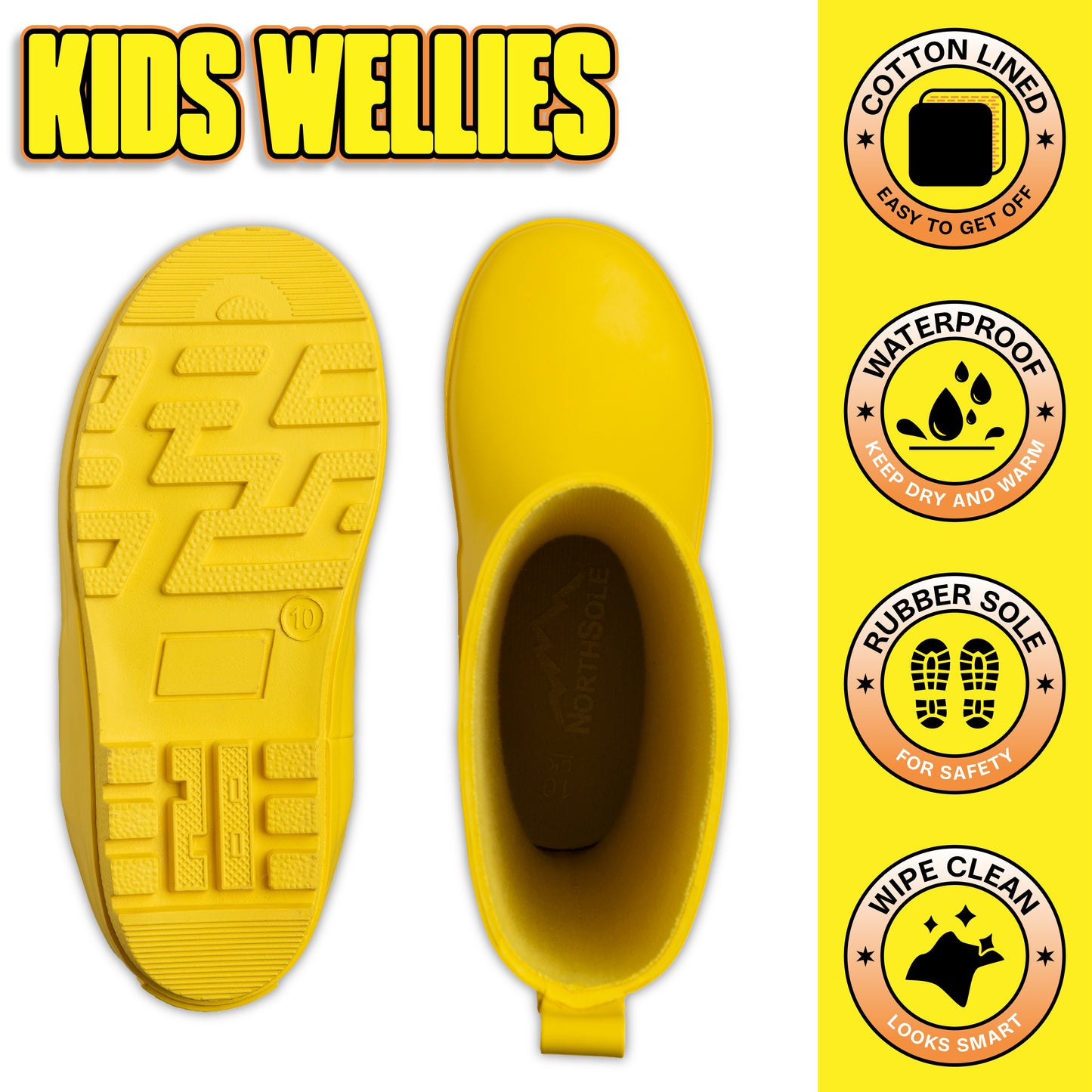 NorthSole Kids Wellies Boys & Girls Rubber Wellington Boots Childrens Welly Sizes 9-2 - My Little Legends