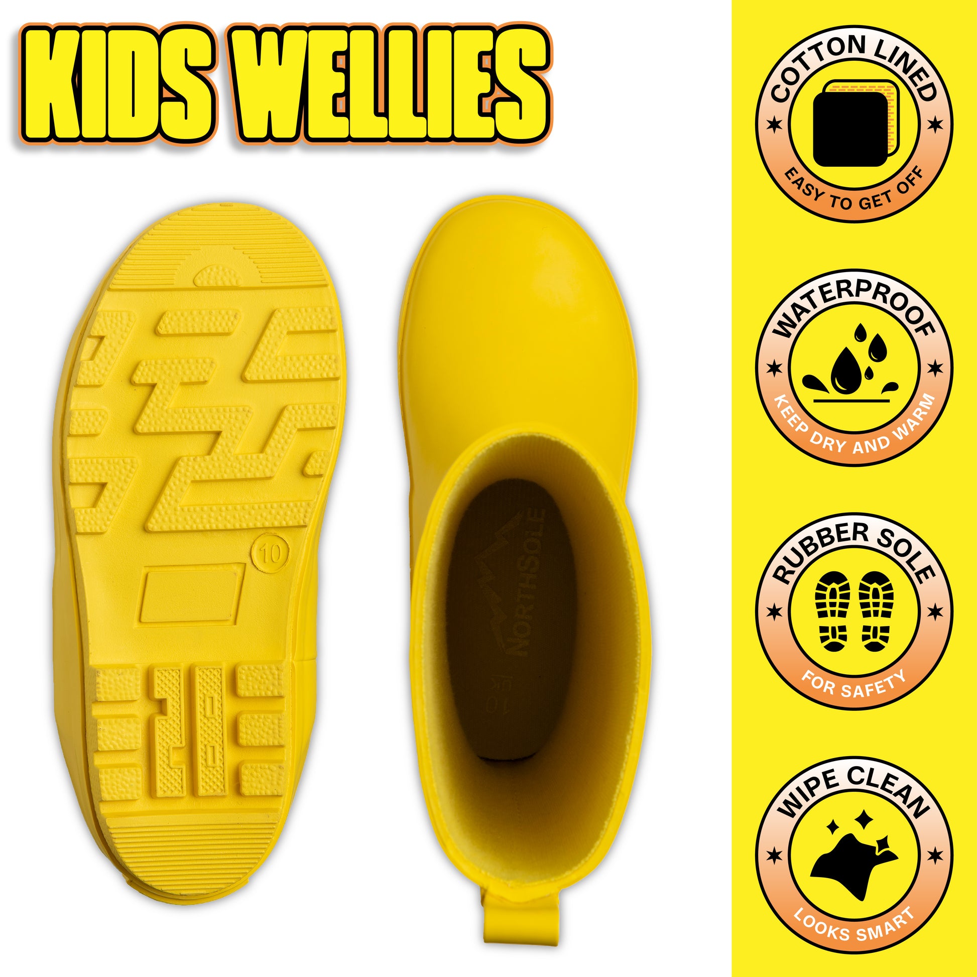 NorthSole Kids Wellies Boys & Girls Rubber Wellington Boots Childrens Welly Sizes 9-2 - My Little Legends
