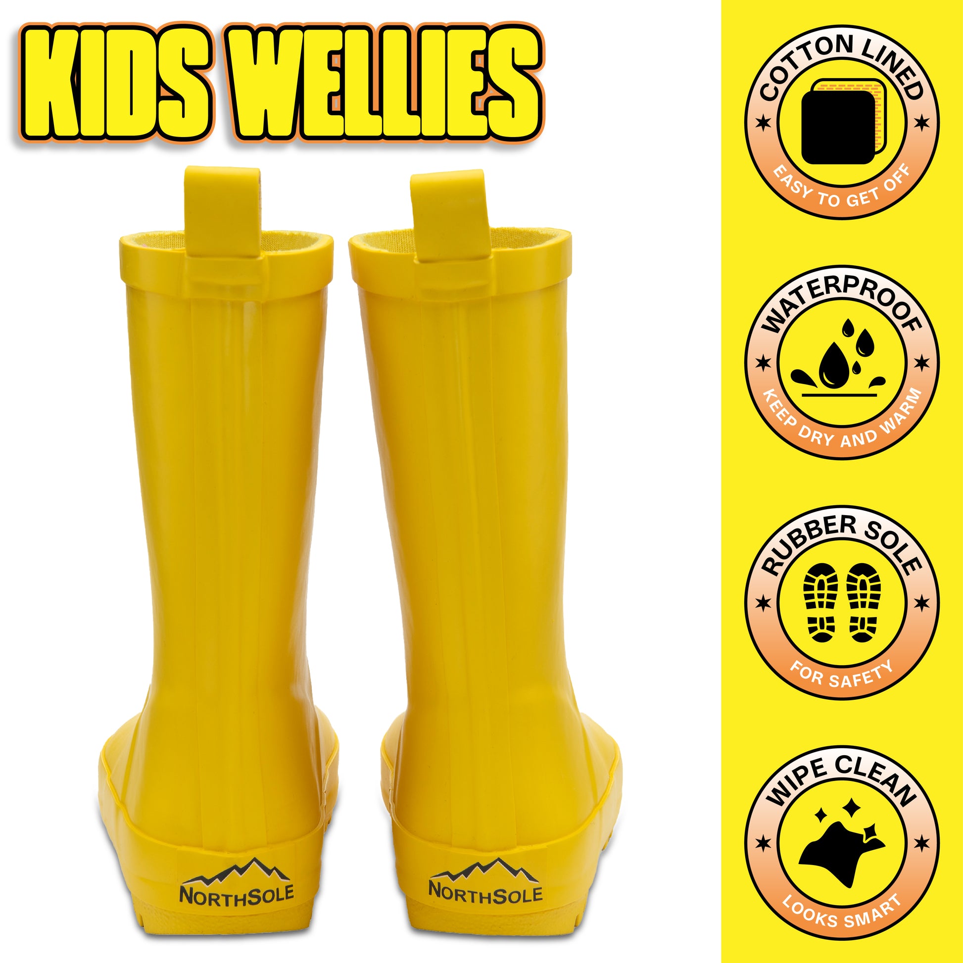 NorthSole Kids Wellies Boys & Girls Rubber Wellington Boots Childrens Welly Sizes 9-2 - My Little Legends