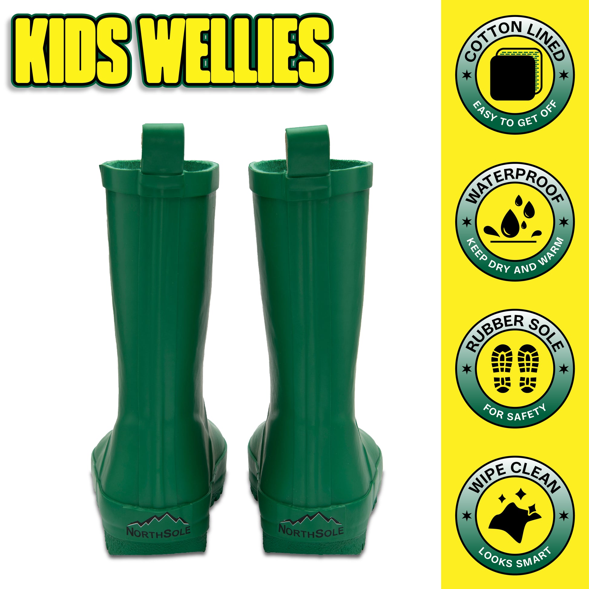 NorthSole Kids Wellies Boys & Girls Rubber Wellington Boots Childrens Welly Sizes 9-2 - My Little Legends