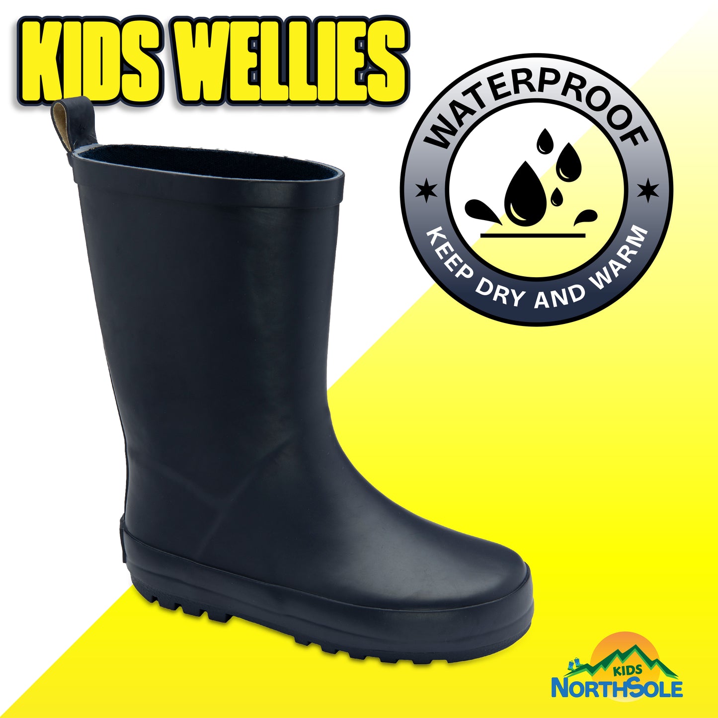 NorthSole Kids Wellies Boys & Girls Rubber Wellington Boots Childrens Welly Sizes 9-2 - My Little Legends
