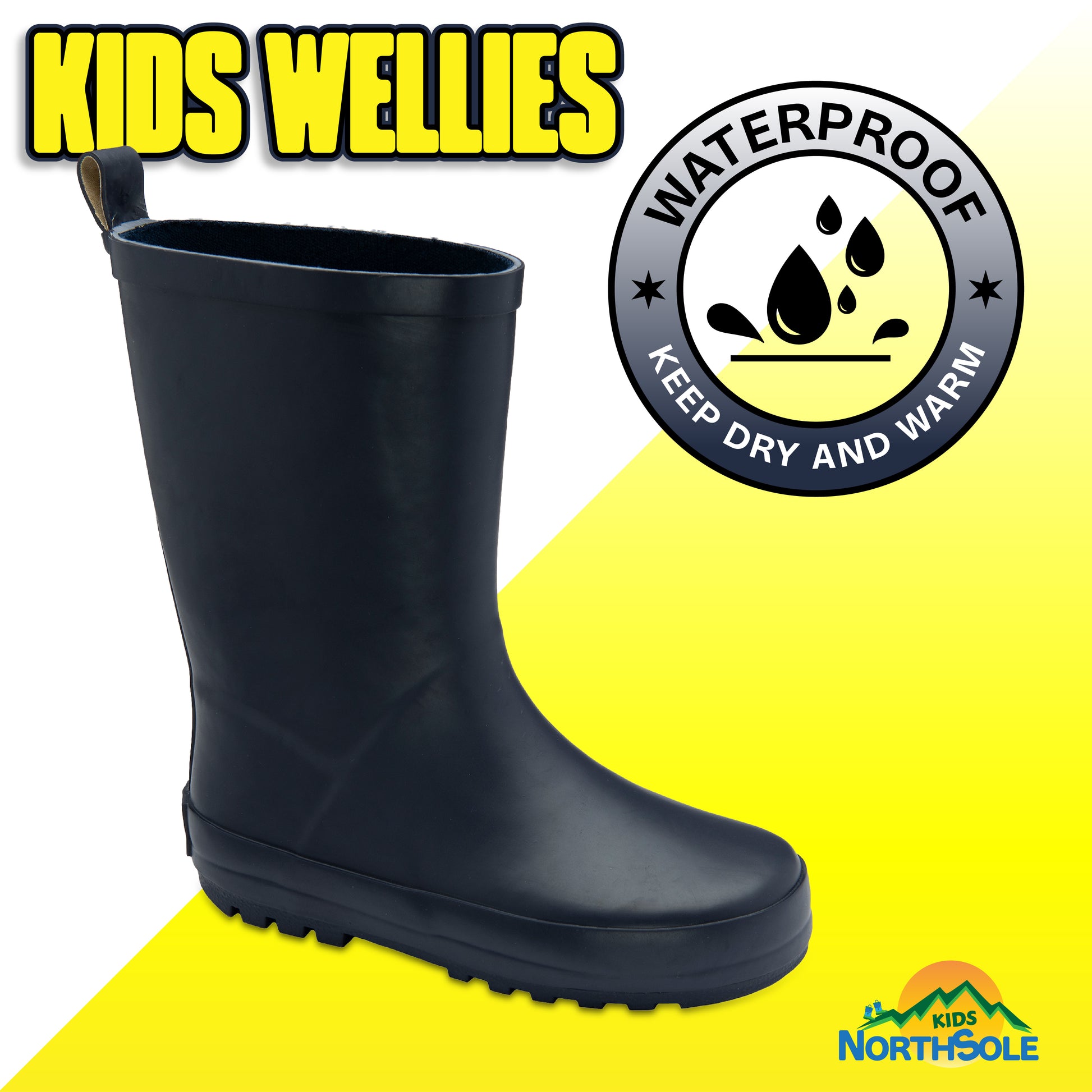 NorthSole Kids Wellies Boys & Girls Rubber Wellington Boots Childrens Welly Sizes 9-2 - My Little Legends