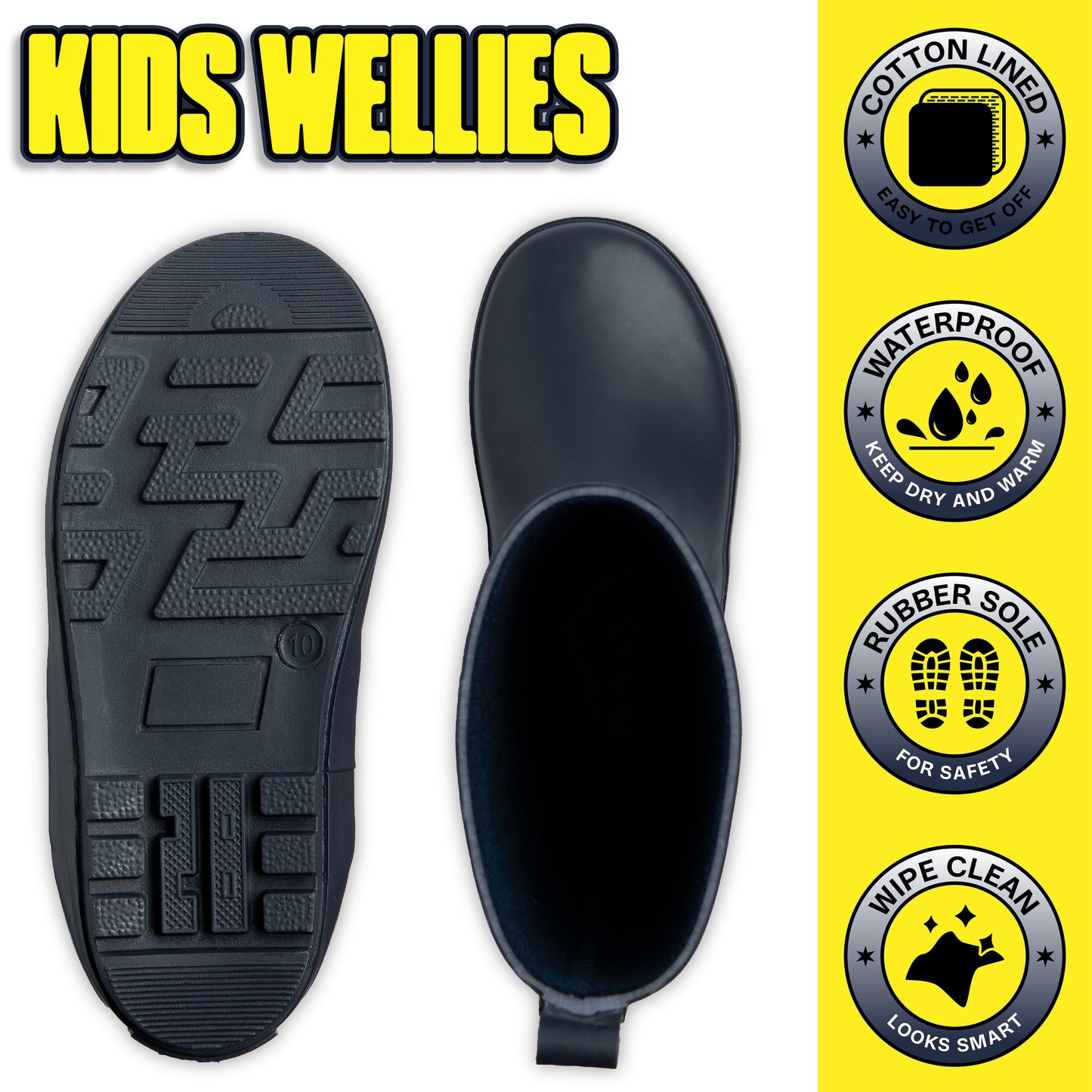 NorthSole Kids Wellies Boys & Girls Rubber Wellington Boots Childrens Welly Sizes 9-2 - My Little Legends