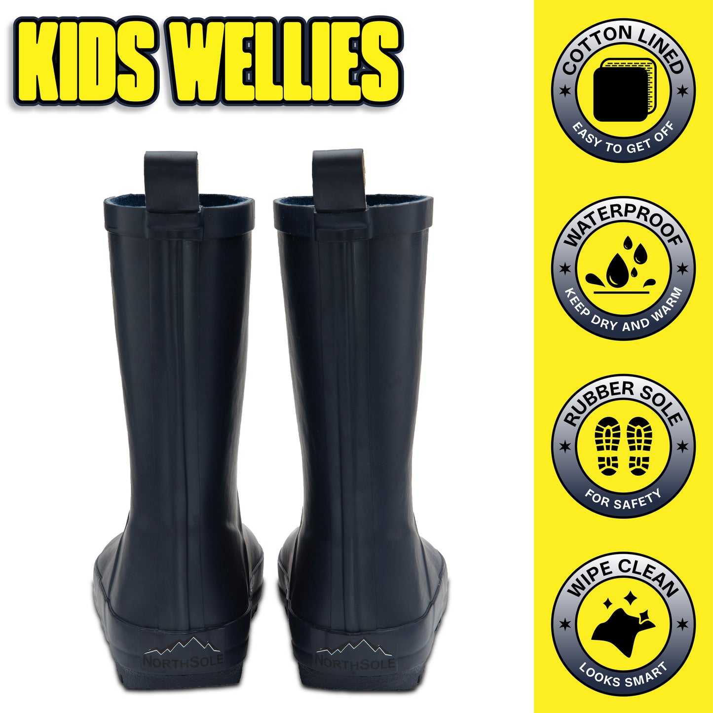 NorthSole Kids Wellies Boys & Girls Rubber Wellington Boots Childrens Welly Sizes 9-2 - My Little Legends