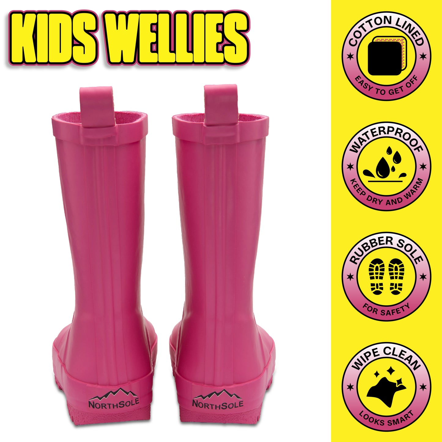 NorthSole Kids Wellies Boys & Girls Rubber Wellington Boots Childrens Welly Sizes 9-2 - My Little Legends