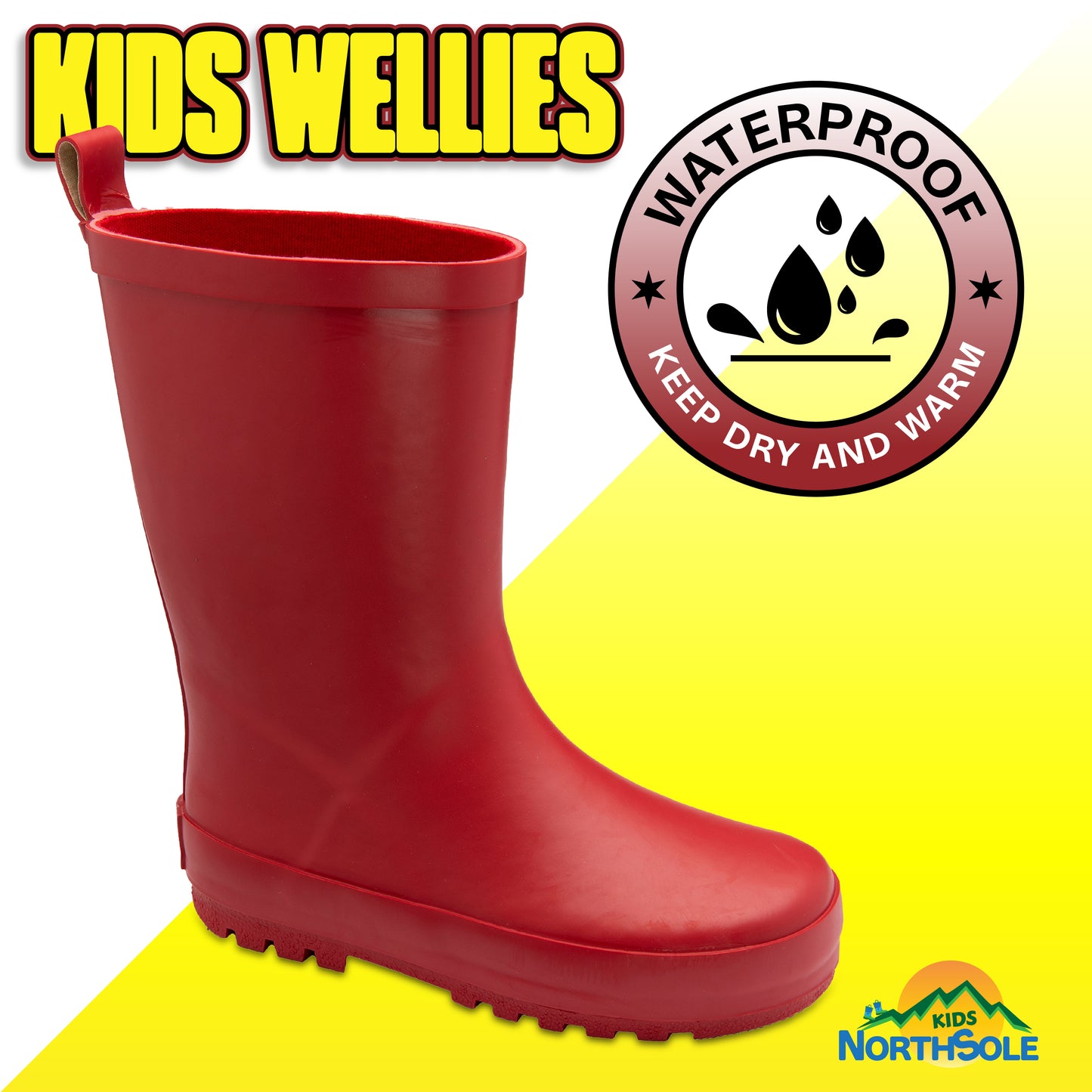 NorthSole Kids Wellies Boys & Girls Rubber Wellington Boots Childrens Welly Sizes 9-2 - My Little Legends