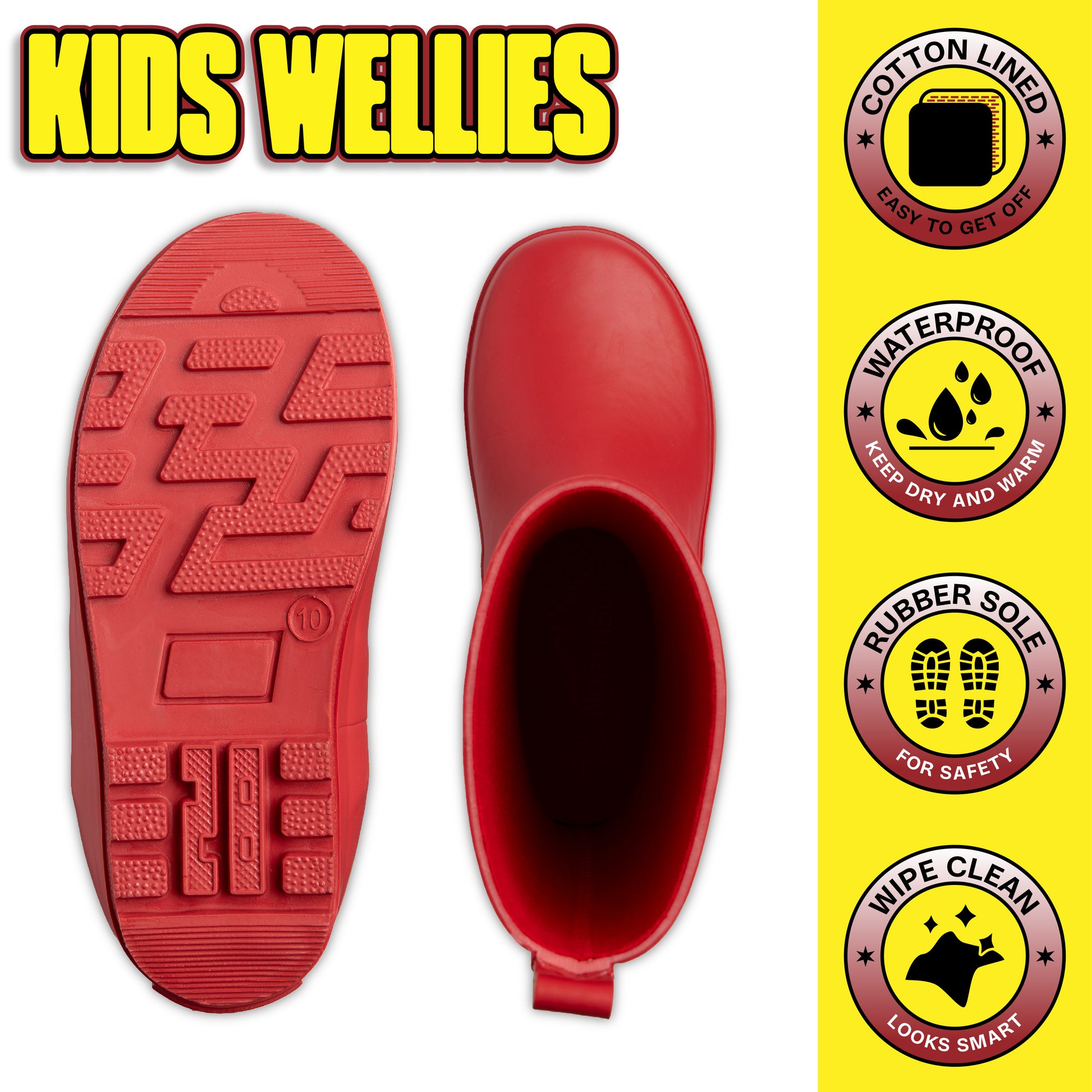 NorthSole Kids Wellies Boys & Girls Rubber Wellington Boots Childrens Welly Sizes 9-2 - My Little Legends
