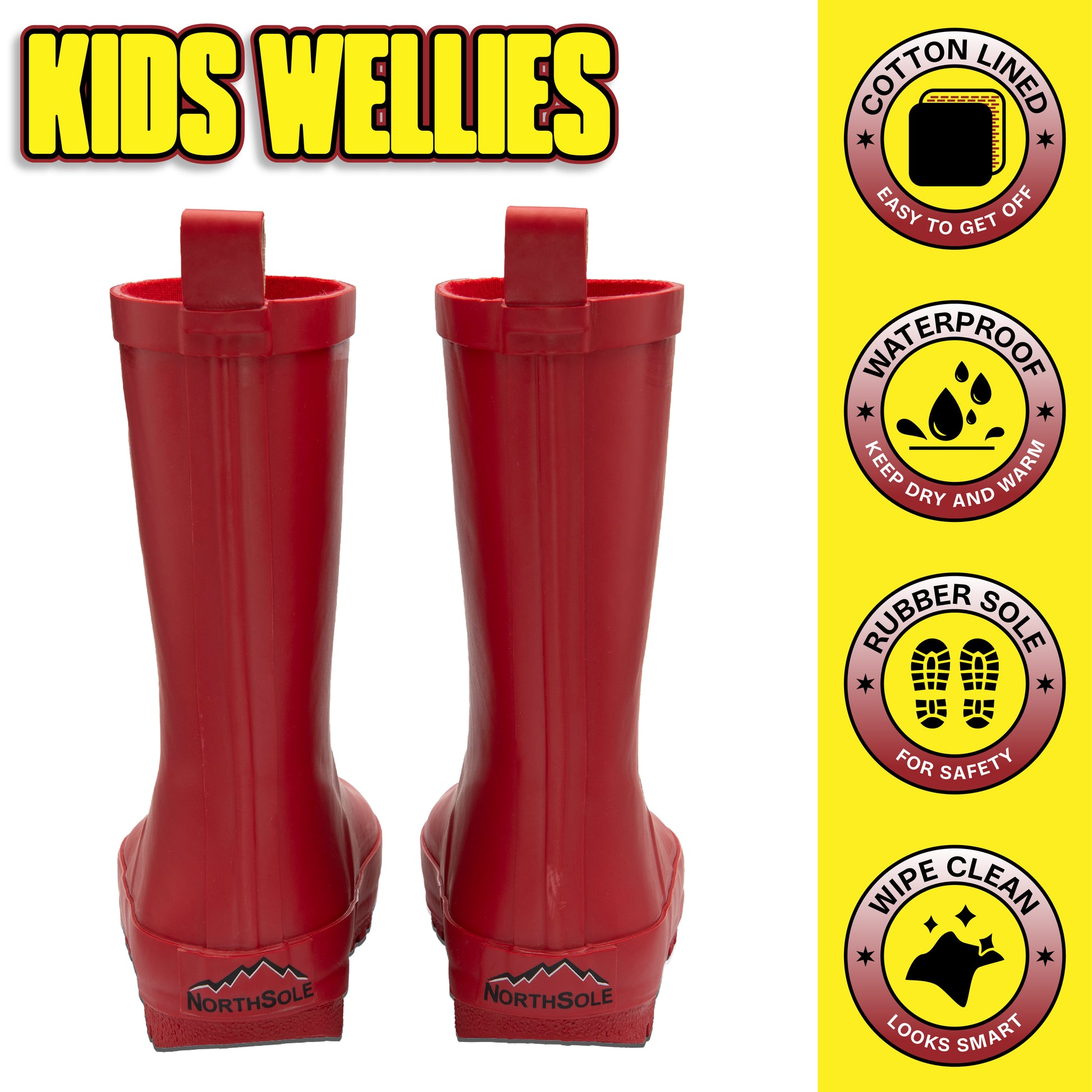 NorthSole Kids Wellies Boys & Girls Rubber Wellington Boots Childrens Welly Sizes 9-2 - My Little Legends
