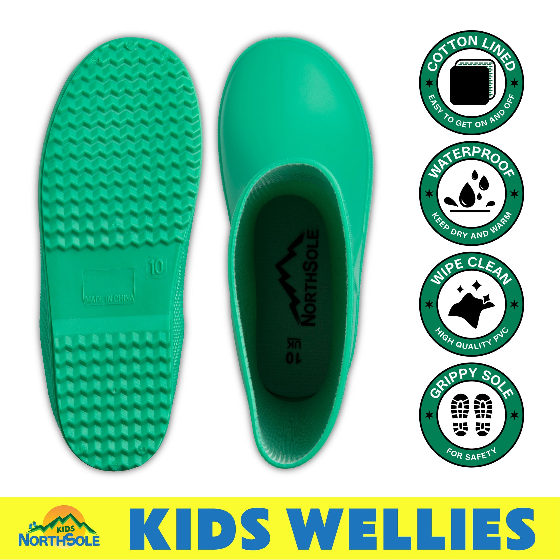 NorthSole Kids Wellies Boys & Girls Wellington Boots Childrens Toddler Welly Sizes 6-2 - My Little Legends