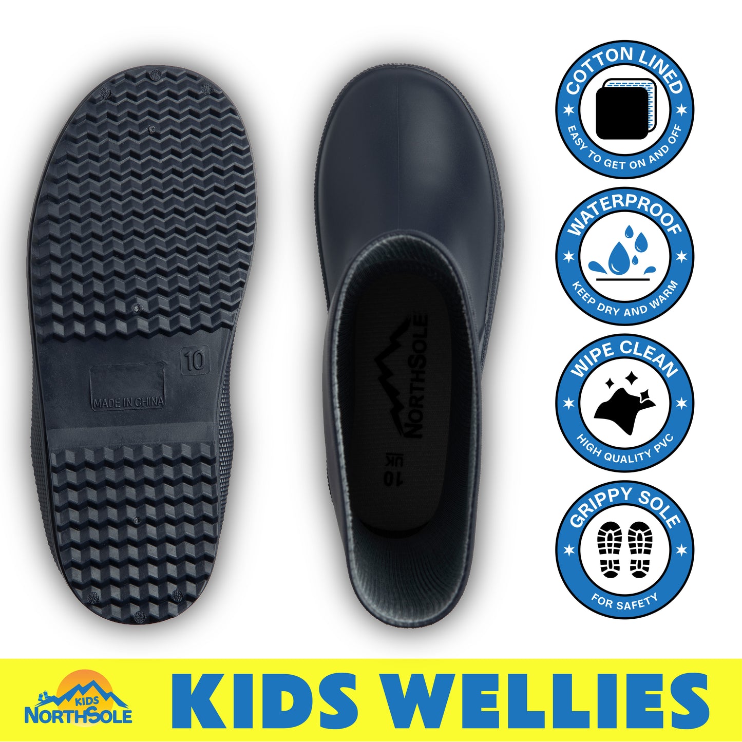 NorthSole Kids Wellies Boys & Girls Wellington Boots Childrens Toddler Welly Sizes 6-2 - My Little Legends